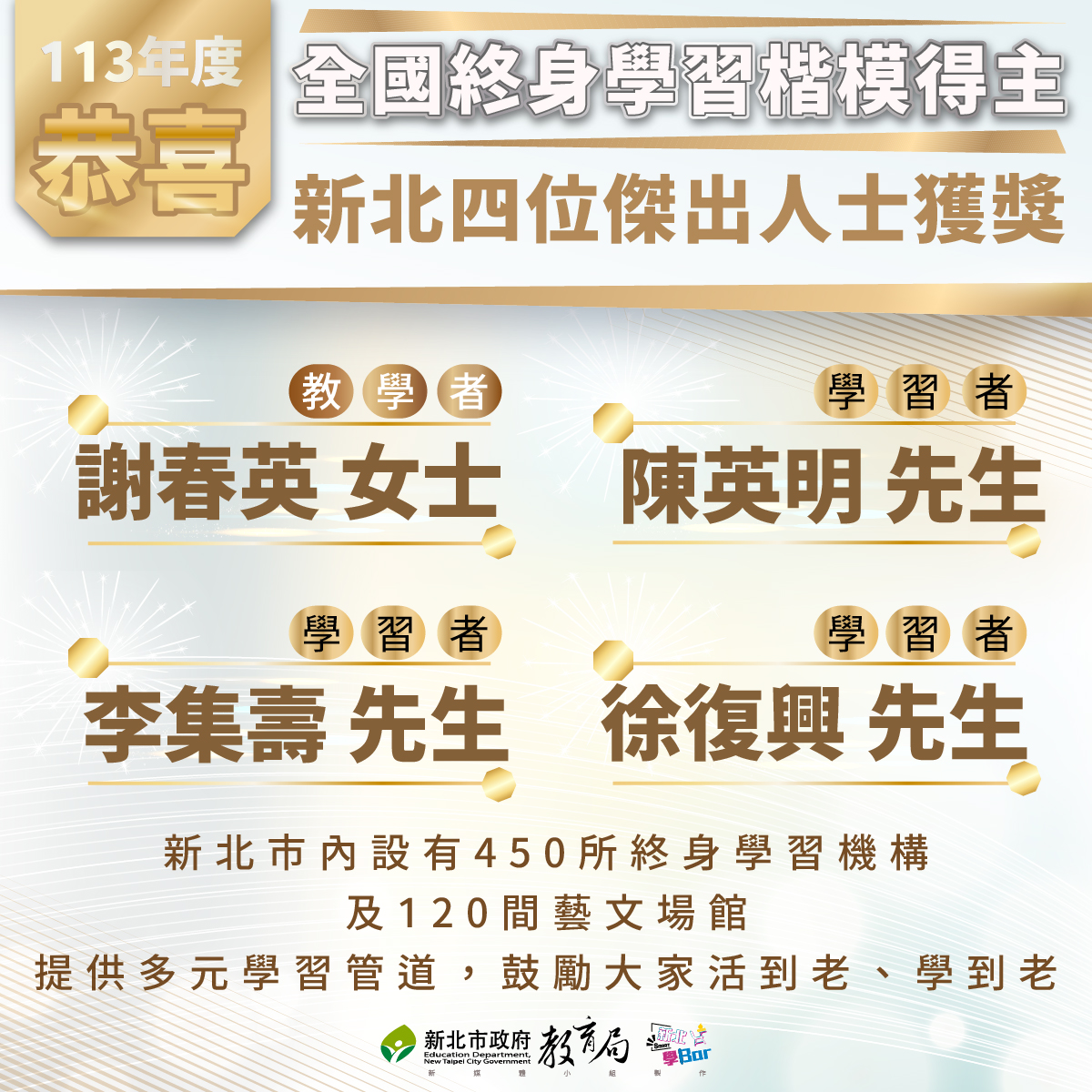 113年全國終身學習楷模