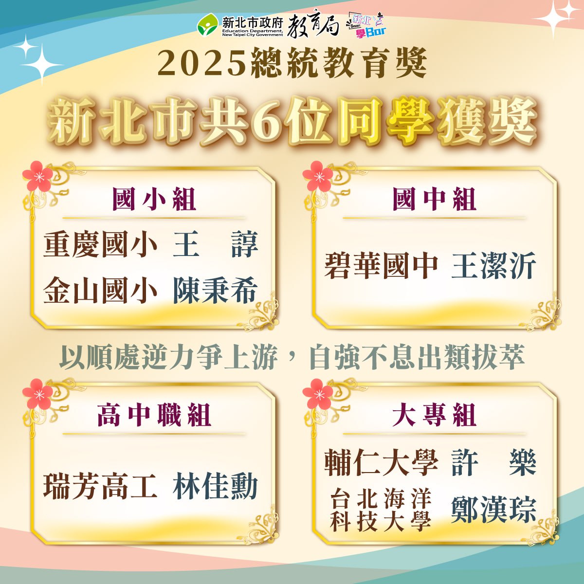 【2025總統教育獎】新北市共有6位學生獲獎|
