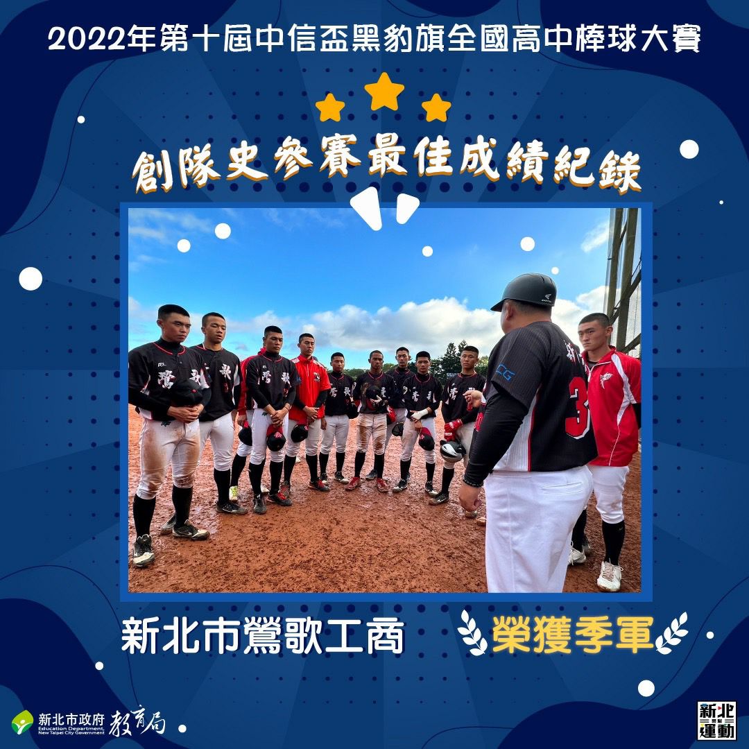 2022第10屆中信盃黑豹旗全國高中棒球大賽鶯歌工商榮獲季軍創隊史最佳成績