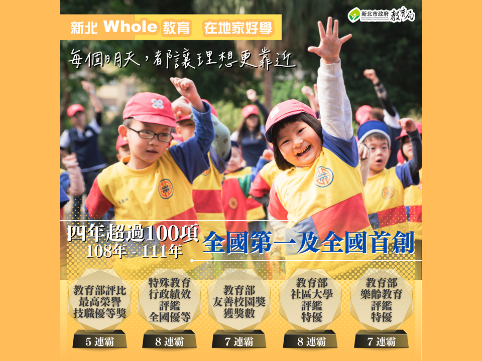 新北教育4年來超過100項全國第一及全國首創